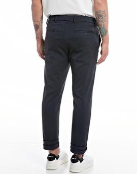 Pantalón Replay tela gris slim de cuadros para hombre