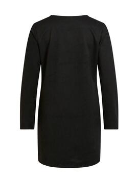 Vestido Vila Sudas midi negro manga larga para mujer