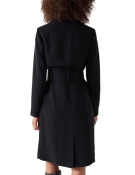 Gabardina Salsa paño negro ajustada con cremallera de mujer