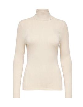 Jersey Only Karol cuello alto beige de mujer