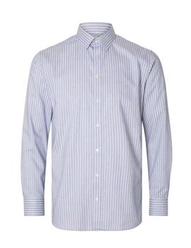 Camisa Selected Soho celeste rayas para hombre