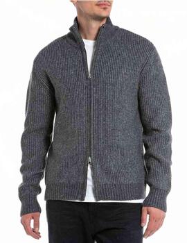 Chaqueta Replay azul marino en mezcla de lana para hombre