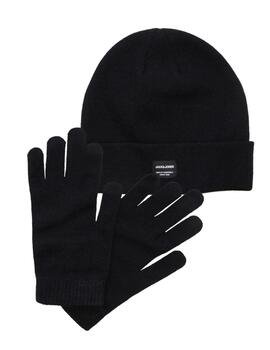 Gorro y guante Jack&Jones Beanie negro para niño