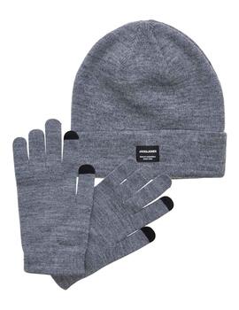 Gorro y guante Jack&Jones Beanie gris para niño