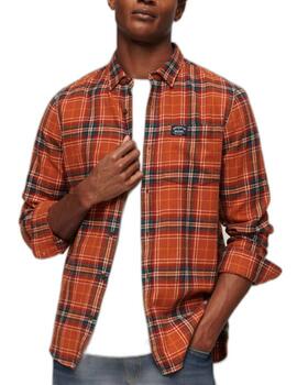 Camisa Superdry Cotton cuadros cobre Regular fit para hombre