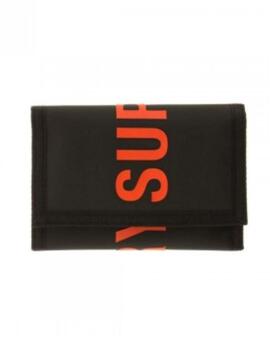 Cartera Superdry Tarp negro con velcro y monedero unisex