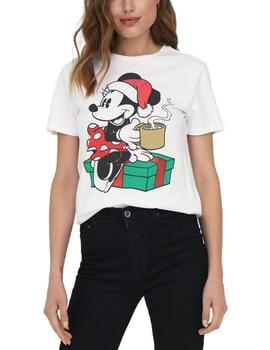 Camiseta Only Disney Christmas Minnie manga corta para mujer