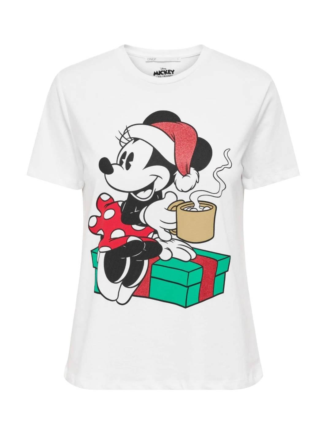 Camiseta Only Disney Christmas Minnie manga corta para mujer