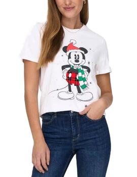 Camiseta Only Disney Christmas Mickey manga corta para mujer