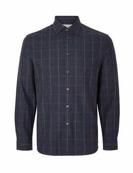 Camisa Selected Regearl azul marino cuadros para hombre