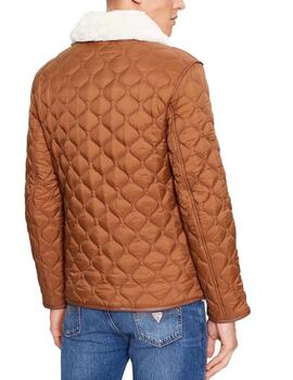 Chaqueta Guess Shearling camel con borreguillo para hombre