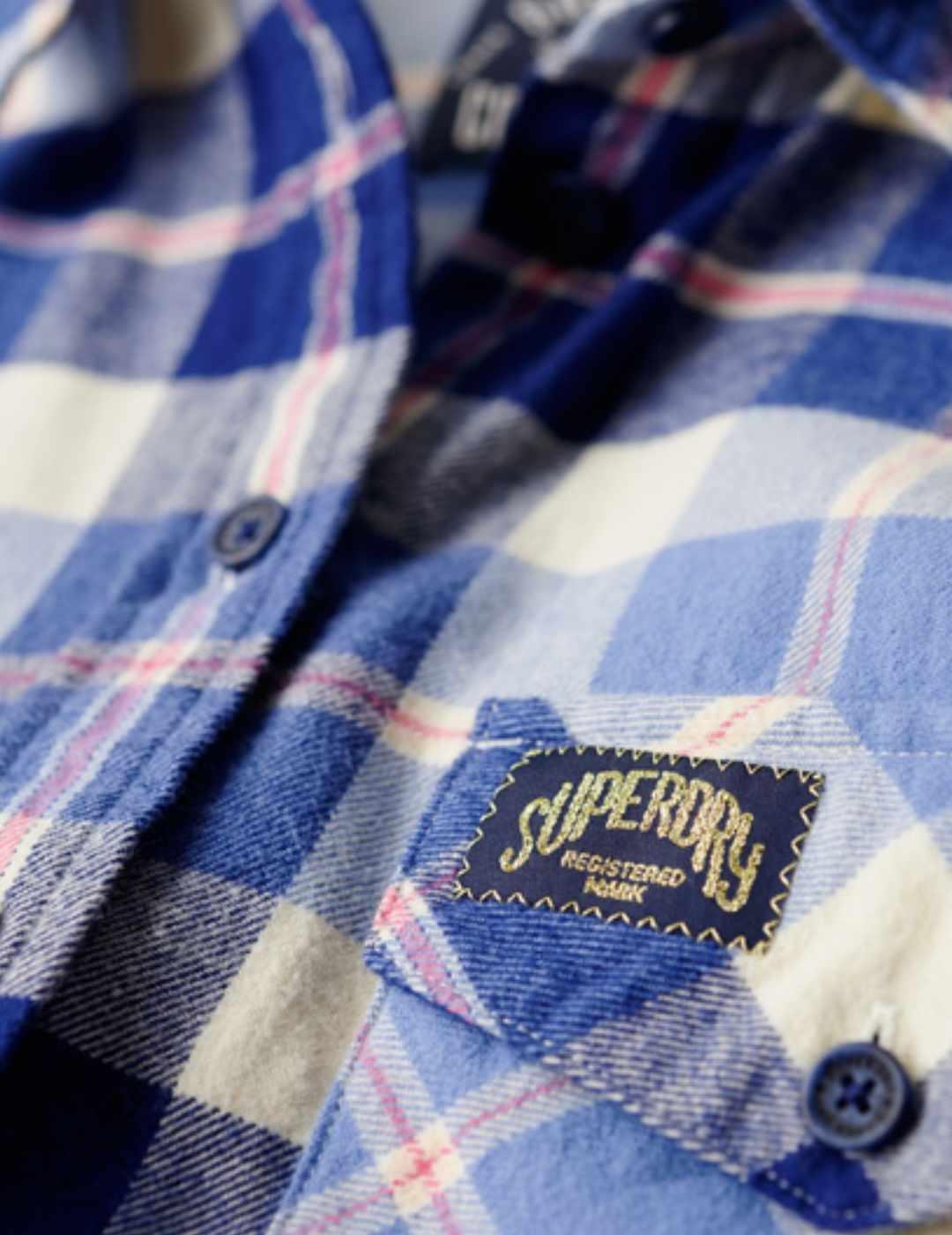 Camisa de felpa Superdry Lumberjack cuadro azul de mujer