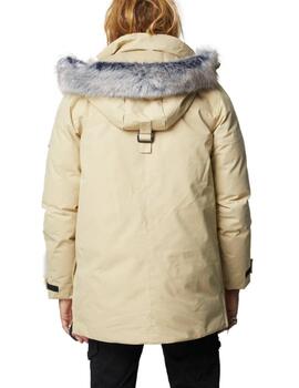 Parka Altonadock beige larga con capucha de pelo para hombre