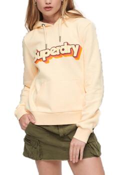 Sudadera Superdry 70'S Classic beige con capucha para mujer