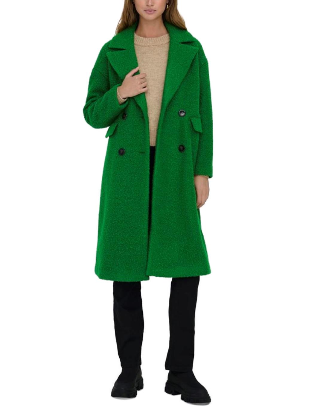 Plumífero largo verde con capucha - Mujer