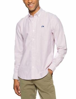 Camisa Scotta Oxford rayas burdeos fondo blanco de hombre