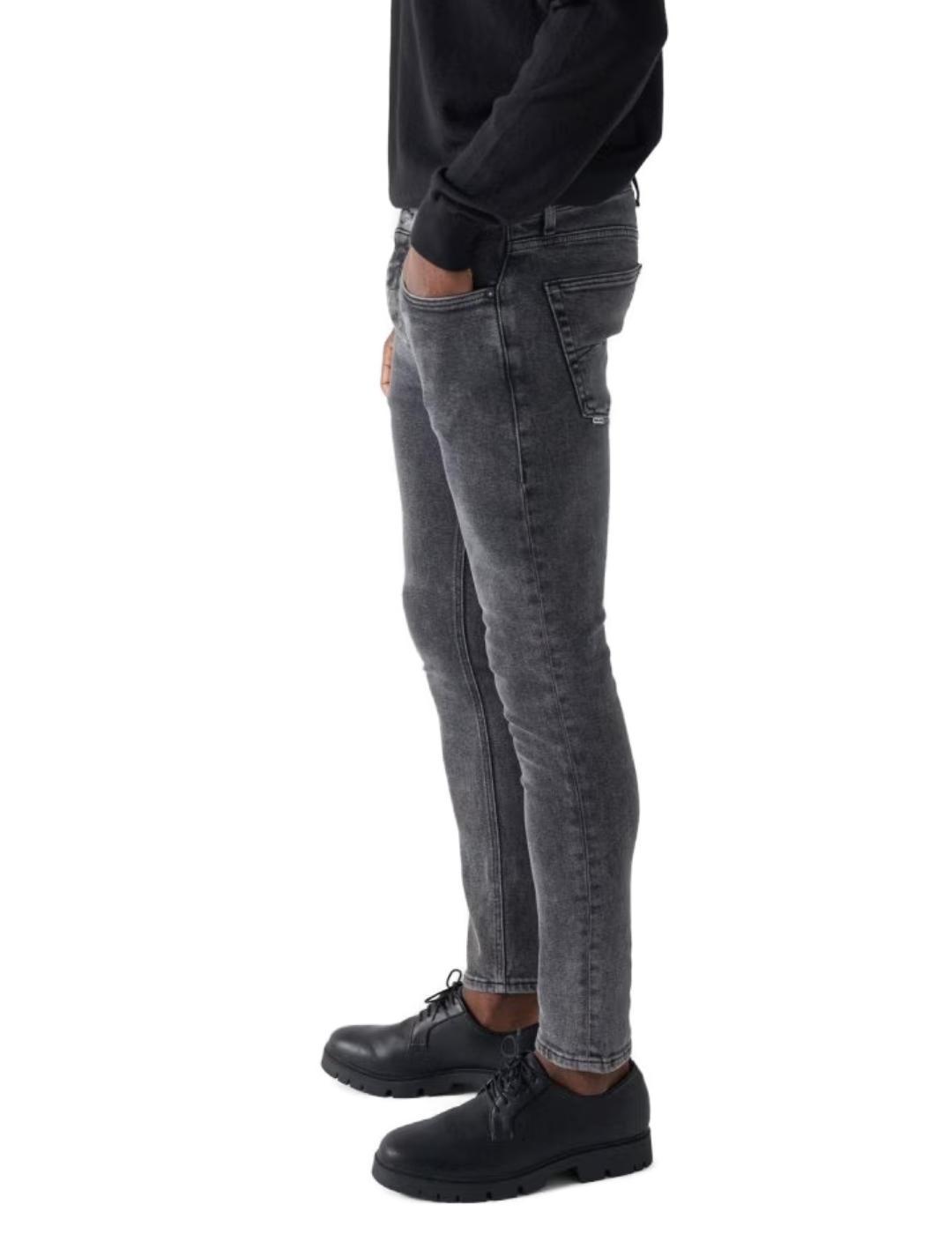 Pantalón vaquero Salsa gris desgastado skinny para hombre