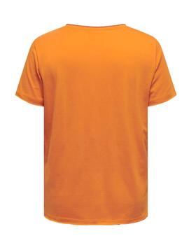 Camiseta Only Carmakoma Quote naranja manga corta de mujer