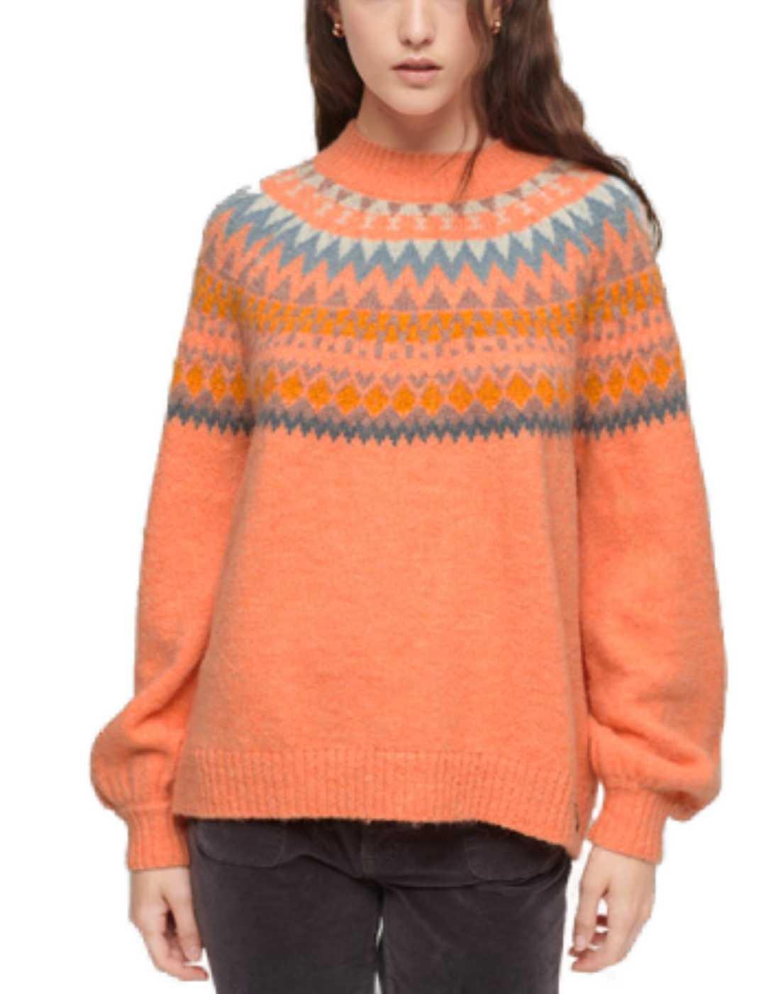 Jersey Superdry Slouchy coral grecas para mujer