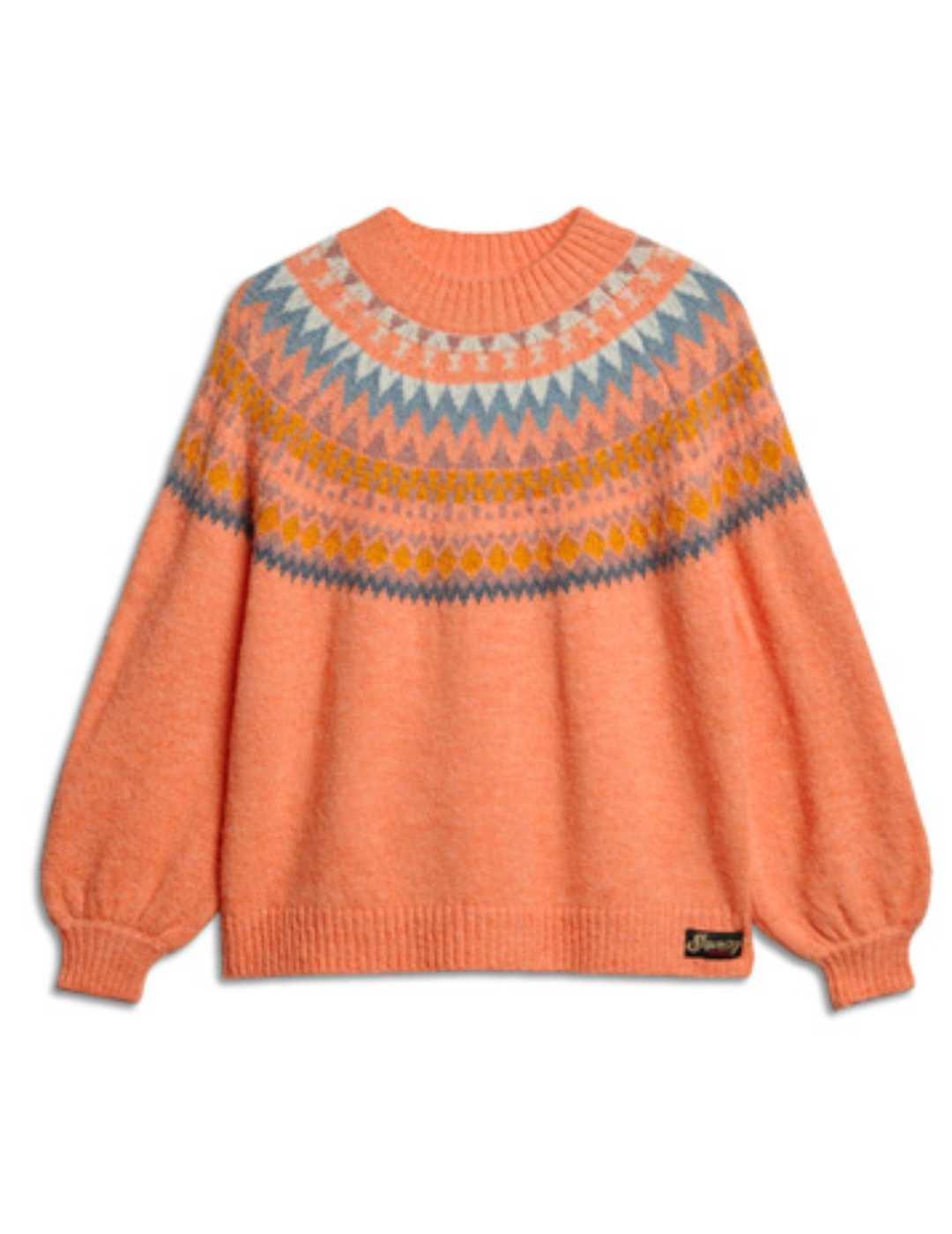 Jersey Superdry Slouchy coral grecas para mujer