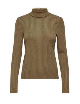 Jersey Only Zandra beige cuello alto para mujer