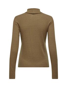 Jersey Only Zandra beige cuello alto para mujer