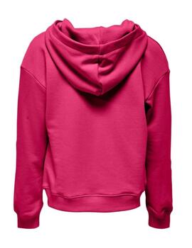 Sudadera Only Kids fucsia cremallera con capucha para niña