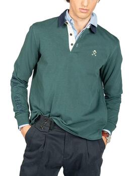 Polo Harper Military verde manga larga para hombre