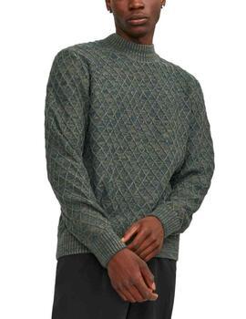 Jersey Jack&Jones Ziggi verde oscuro cuello perkins hombre