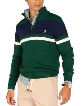 Jersey Harper Hudson verde botella cremallera para hombre