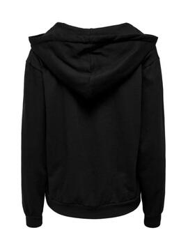 Sudadera Only negra capucha y cuello pico para mujer