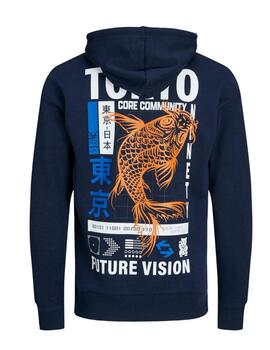 Sudadera Jack&Jones Tokyo azul marino con capucha de hombre