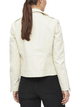 Chaqueta Vila Cara beige de polipiel tipo biker para mujer