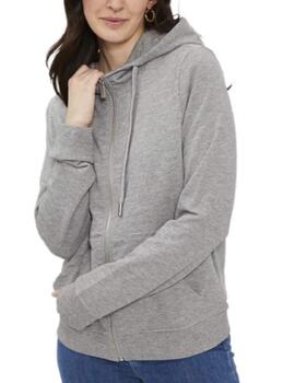 Sudadera Only Jagou gris con capucha y cremallera de mujer