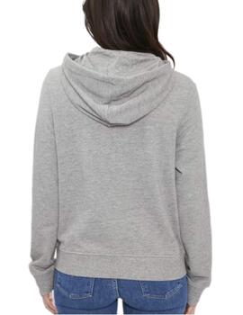 Sudadera Only Jagou gris con capucha y cremallera de mujer