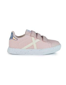 Zapatillas Munich Mini Rete rosa/beige con velcro para niña