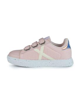 Zapatillas Munich Mini Rete rosa/beige con velcro para niña