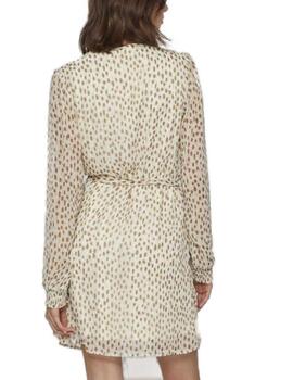 Vestido Vila Falia beige de lunares cuello pico para mujer