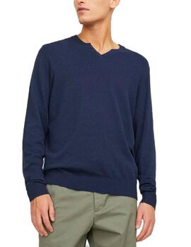 Jersey Jack&Jones Emil marino de punto cuello de pico hombre