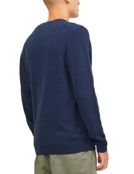 Jersey Jack&Jones Emil marino de punto cuello de pico hombre