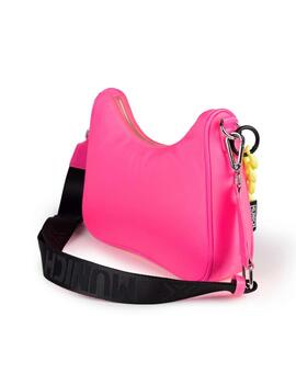 Bolso Munich baguette rosa con cadena negra/amarilla mujer