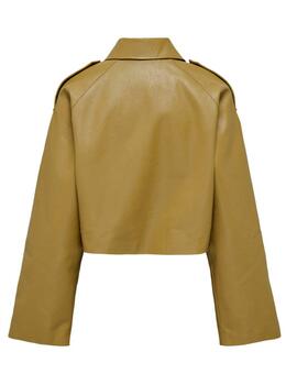 Chaqueta Only Vera camel de polipiel manga ancha para mujer