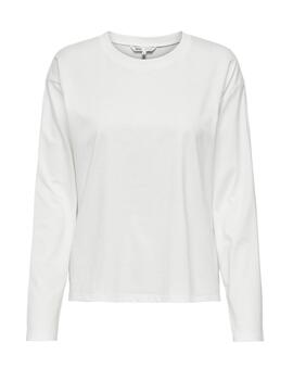 Camiseta Only Laura blanco holgada manga larga para mujer