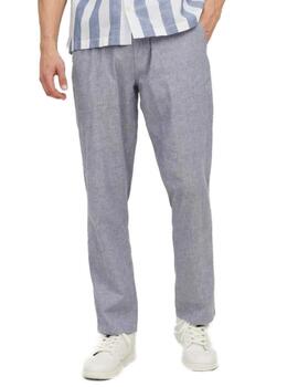 Pantalón Jack&Jones de lino cintura elástica azul de hombre