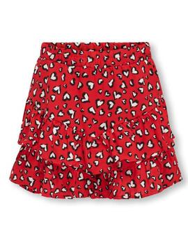 Falda pantalón Only Kids Palma rojo con volantes para niña