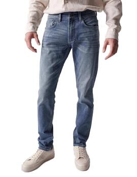 Pantalón vaquero Salsa azul slim fit desgastado para hombre