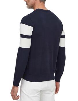 Jersey Guess Bruno azul marino punto fino para hombre