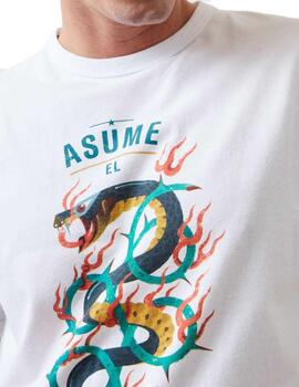 Camiseta Altonadock blanco dibujo serpiente de hombre