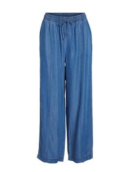 Pantalón Vila Givani denim azul tehido fluido de mujer