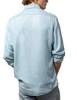 Camisa Scotta tencel denim claro Regular fit de hombre